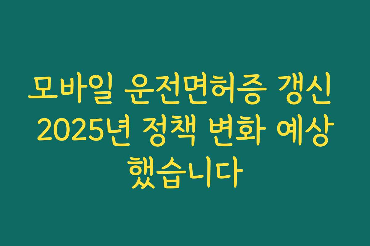 모바일 운전면허증 갱신 2025년 정책 변화 예상했습니다