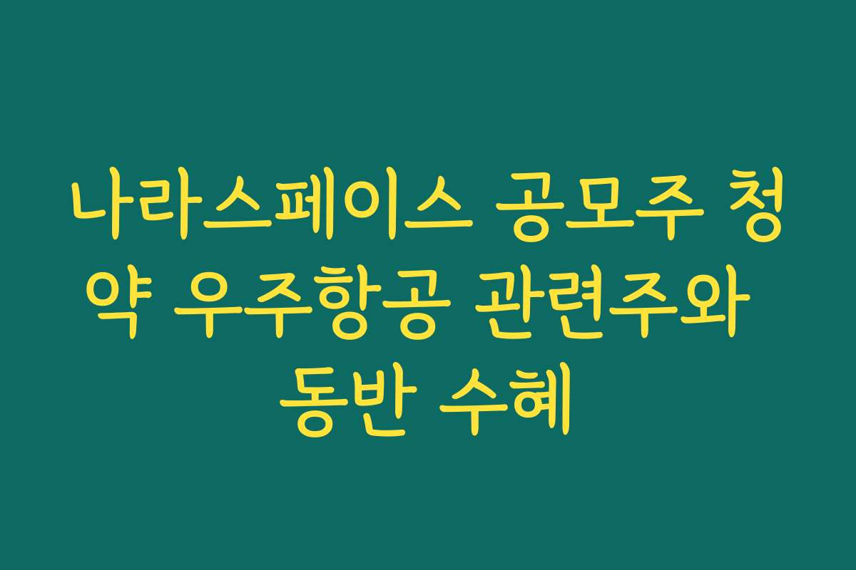 나라스페이스 공모주 청약 우주항공 관련주와 동반 수혜
