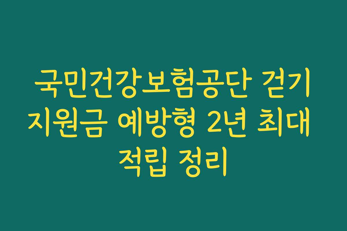 국민건강보험공단 걷기지원금 예방형 2년 최대 적립 정리