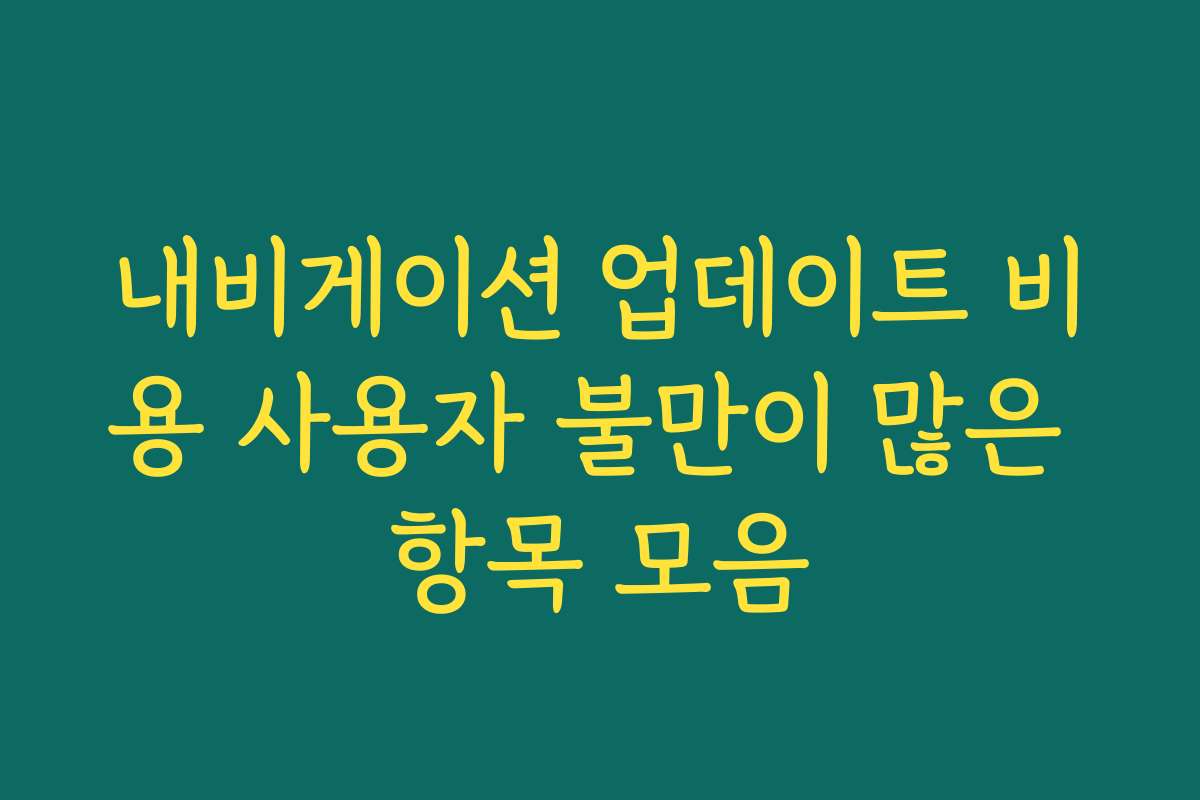 내비게이션 업데이트 비용 사용자 불만이 많은 항목 모음