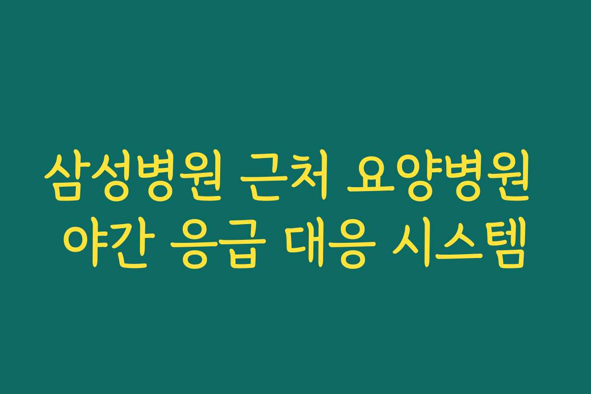 삼성병원 근처 요양병원 야간 응급 대응 시스템