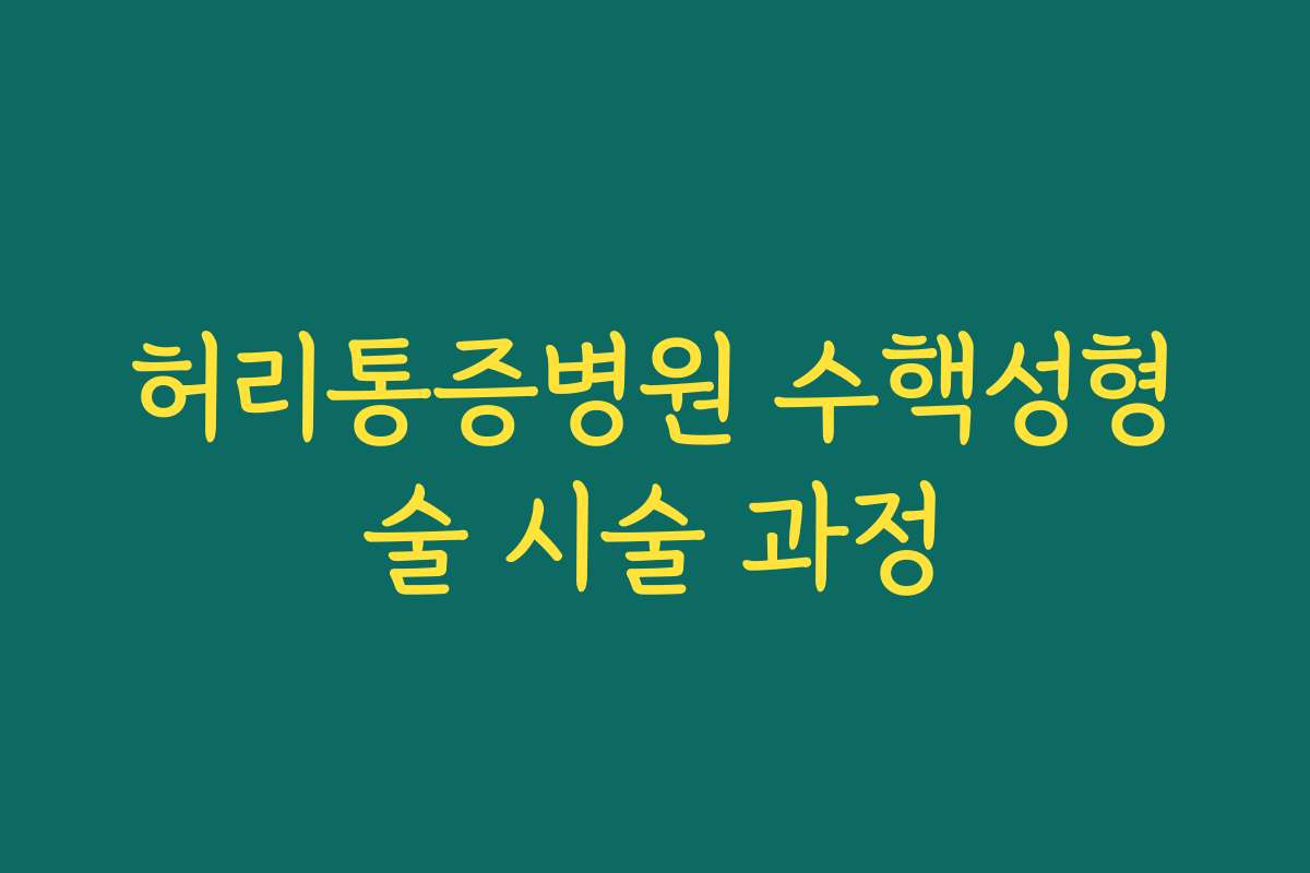 허리통증병원 수핵성형술 시술 과정