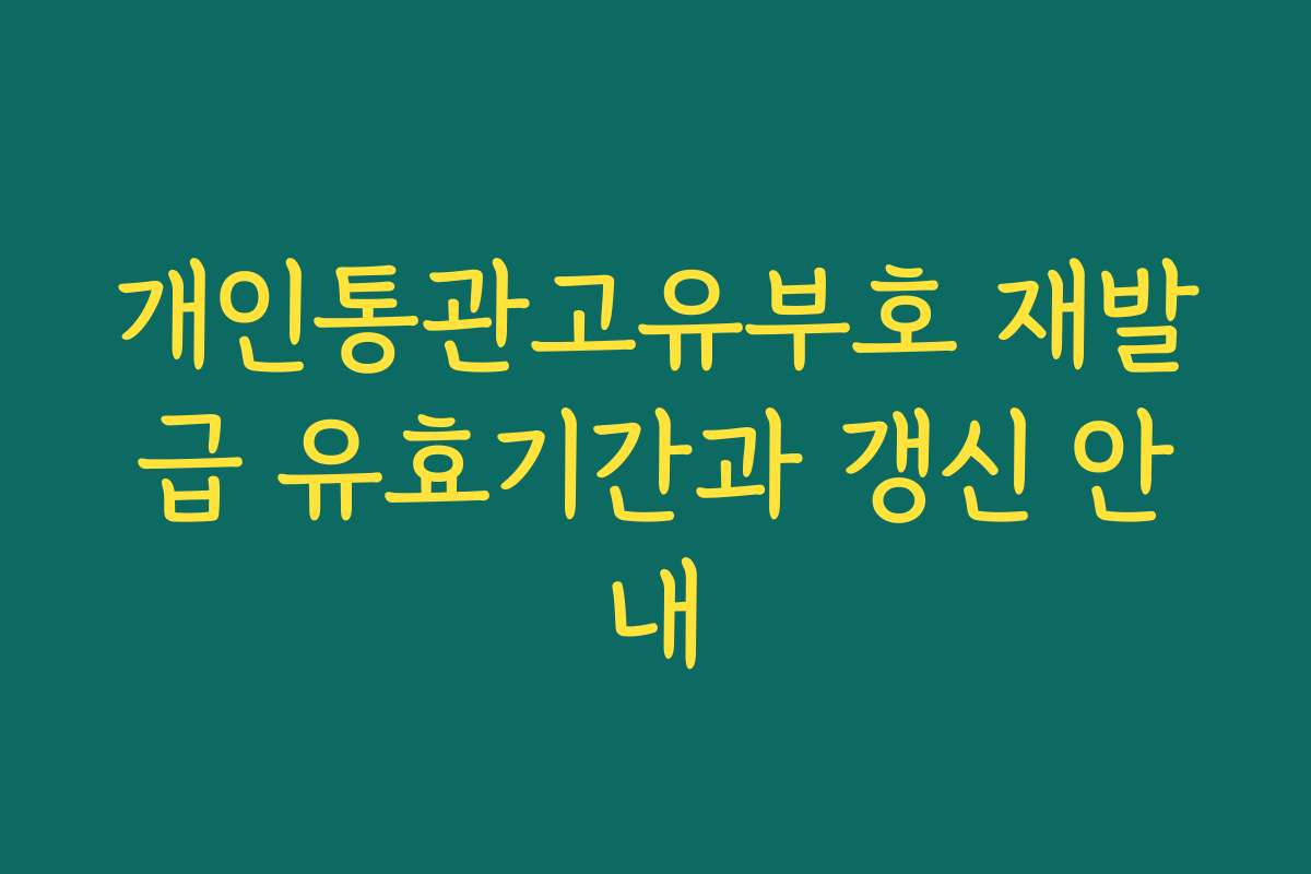 개인통관고유부호 재발급 유효기간과 갱신 안내