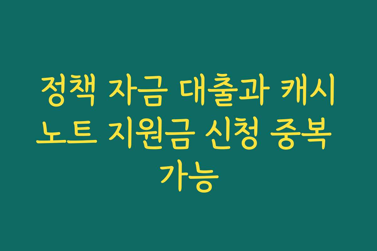 정책 자금 대출과 캐시노트 지원금 신청 중복 가능
