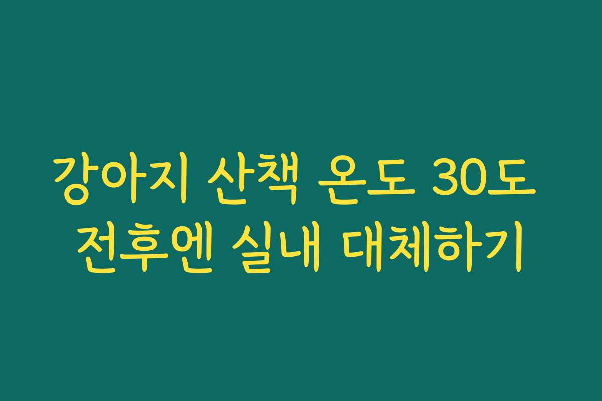 강아지 산책 온도 30도 전후엔 실내 대체하기