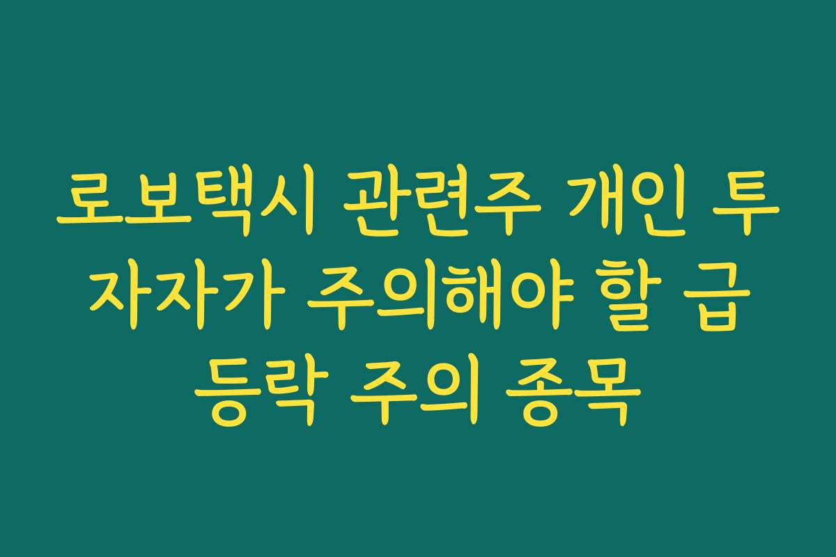 로보택시 관련주 개인 투자자가 주의해야 할 급등락 주의 종목