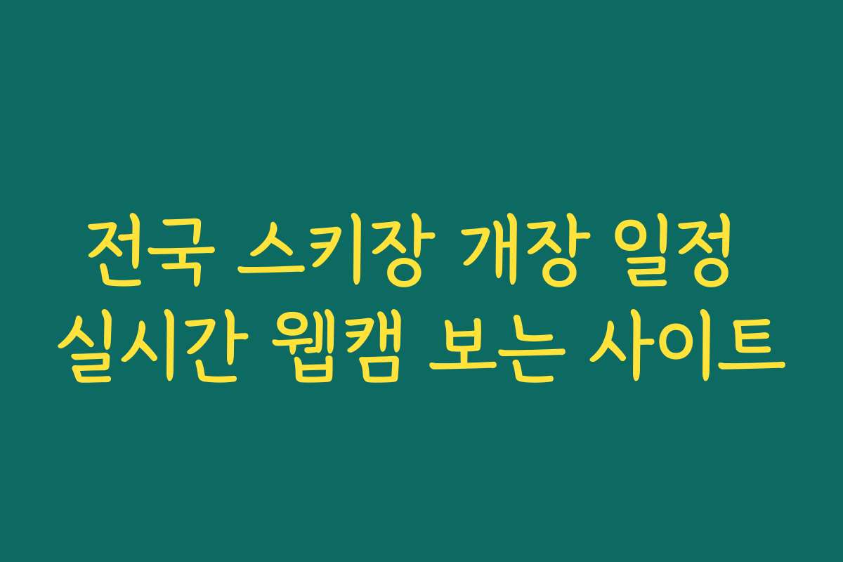 전국 스키장 개장 일정 실시간 웹캠 보는 사이트