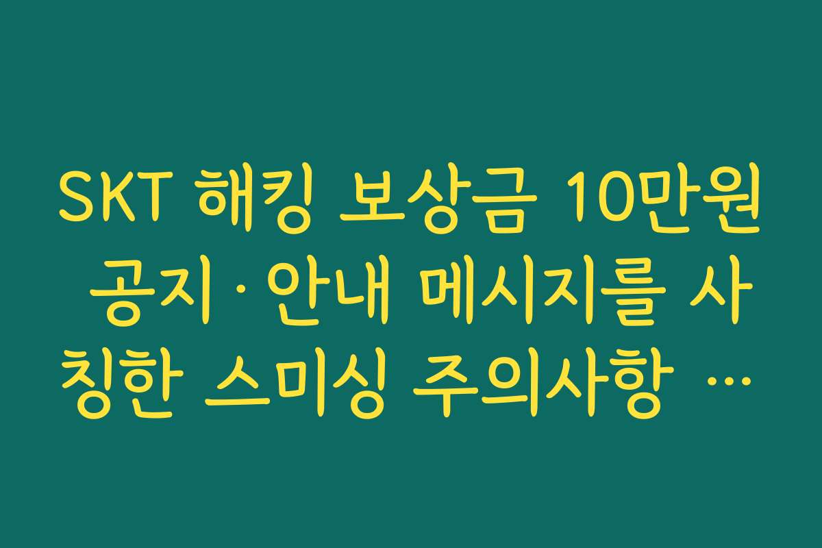SKT 해킹 보상금 10만원 공지·안내 메시지를 사칭한 스미싱 주의사항 정리