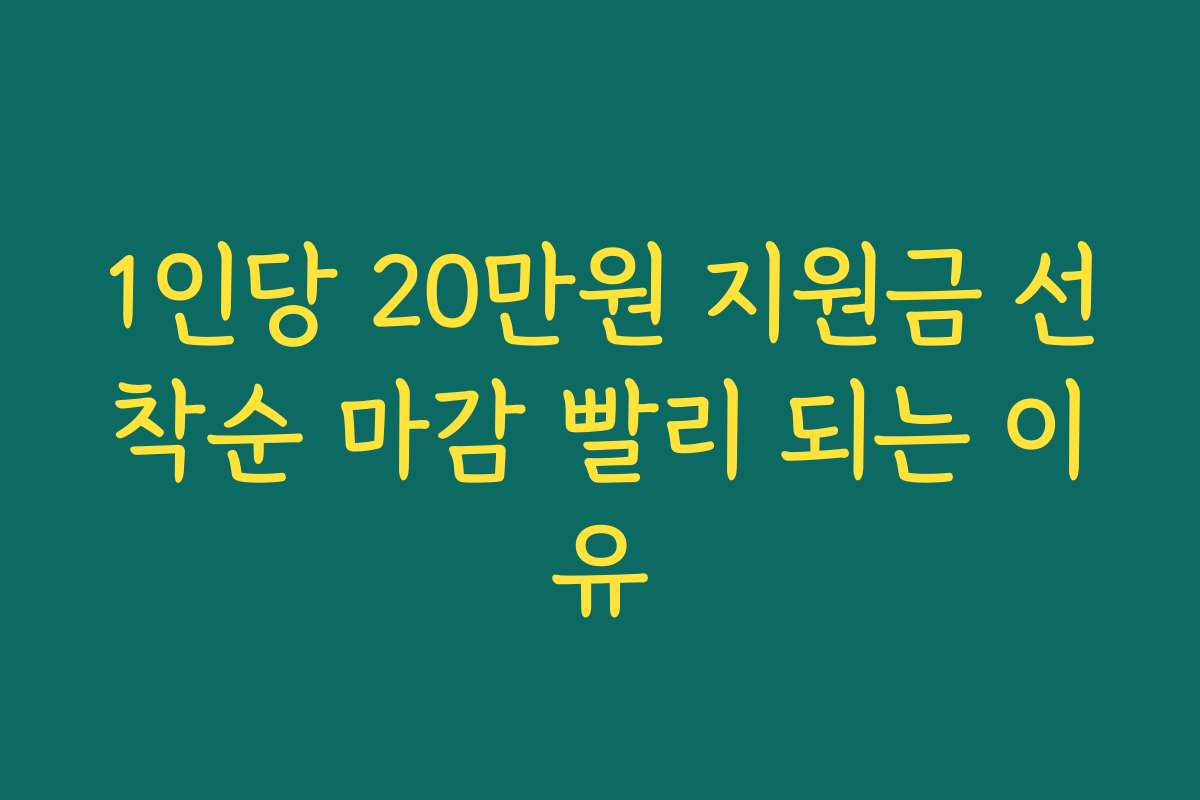1인당 20만원 지원금 선착순 마감 빨리 되는 이유