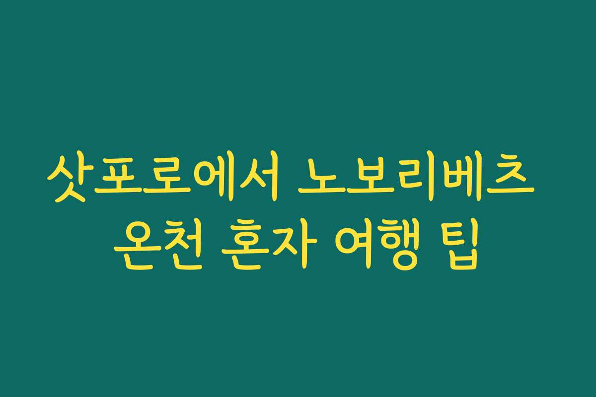 삿포로에서 노보리베츠 온천 혼자 여행 팁