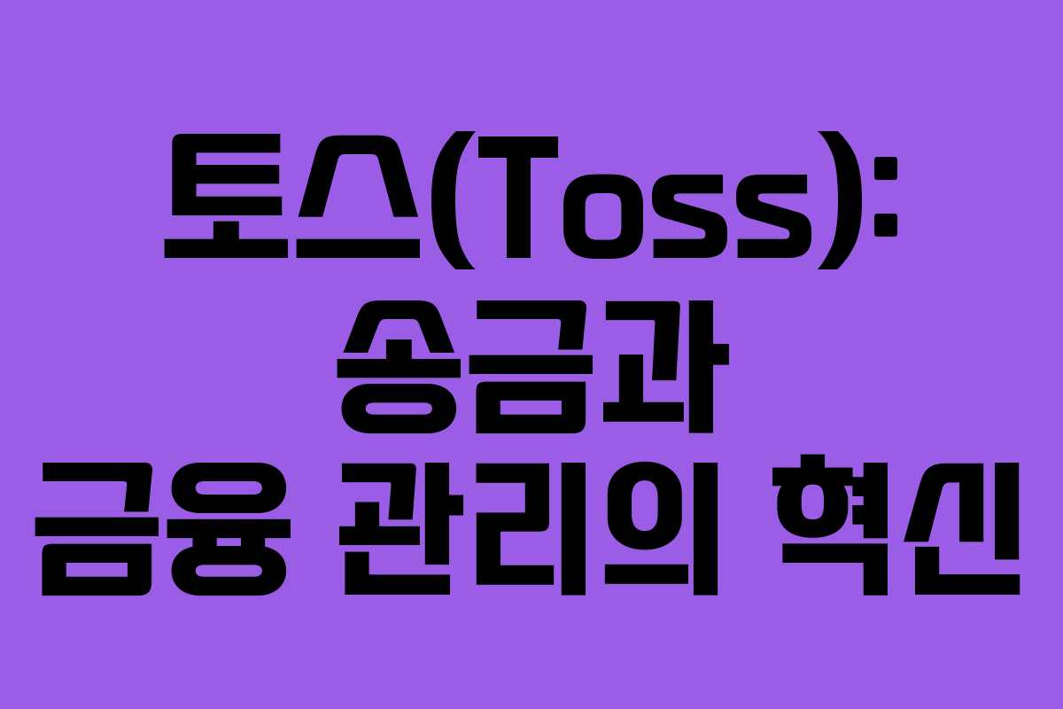 토스(Toss): 송금과 금융 관리의 혁신