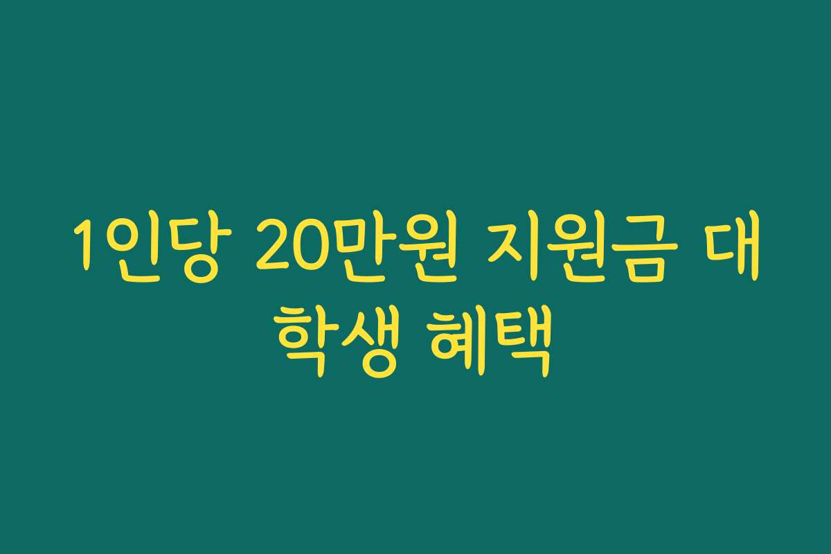 1인당 20만원 지원금 대학생 혜택
