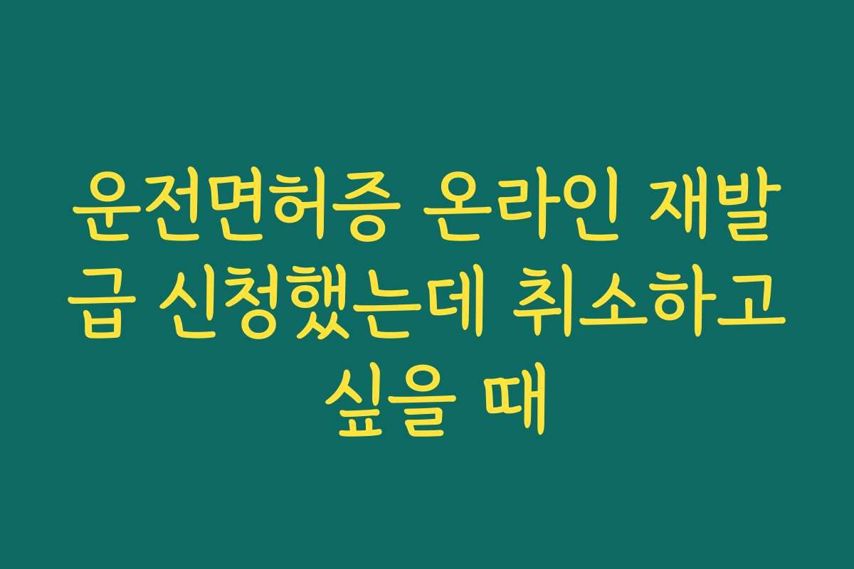 운전면허증 온라인 재발급 신청했는데 취소하고 싶을 때
