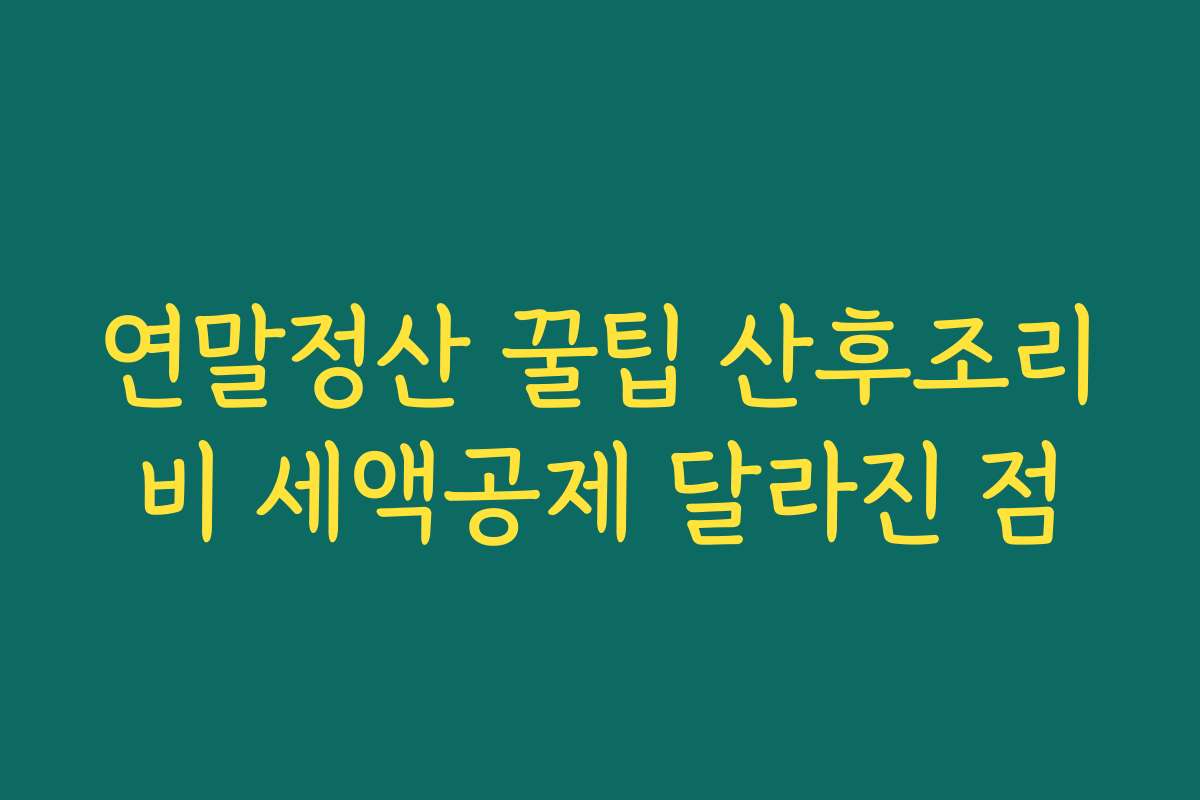 연말정산 꿀팁 산후조리비 세액공제 달라진 점