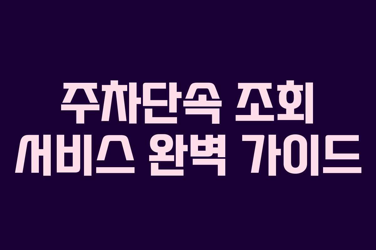 주차단속 조회 서비스 완벽 가이드