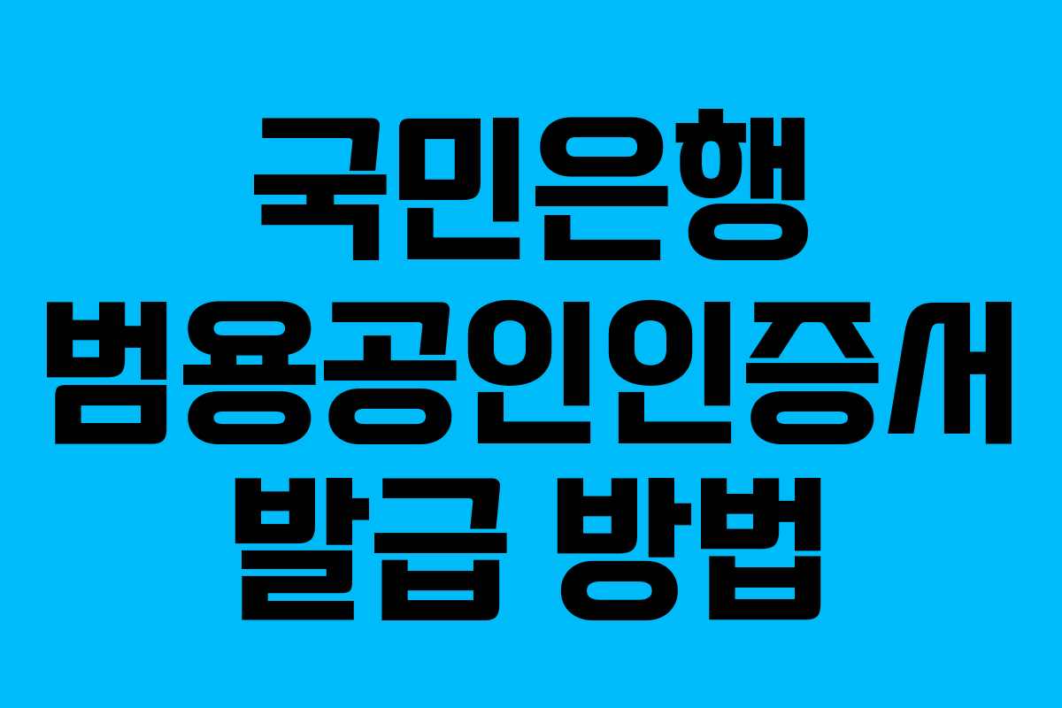 국민은행 범용공인인증서 발급 방법