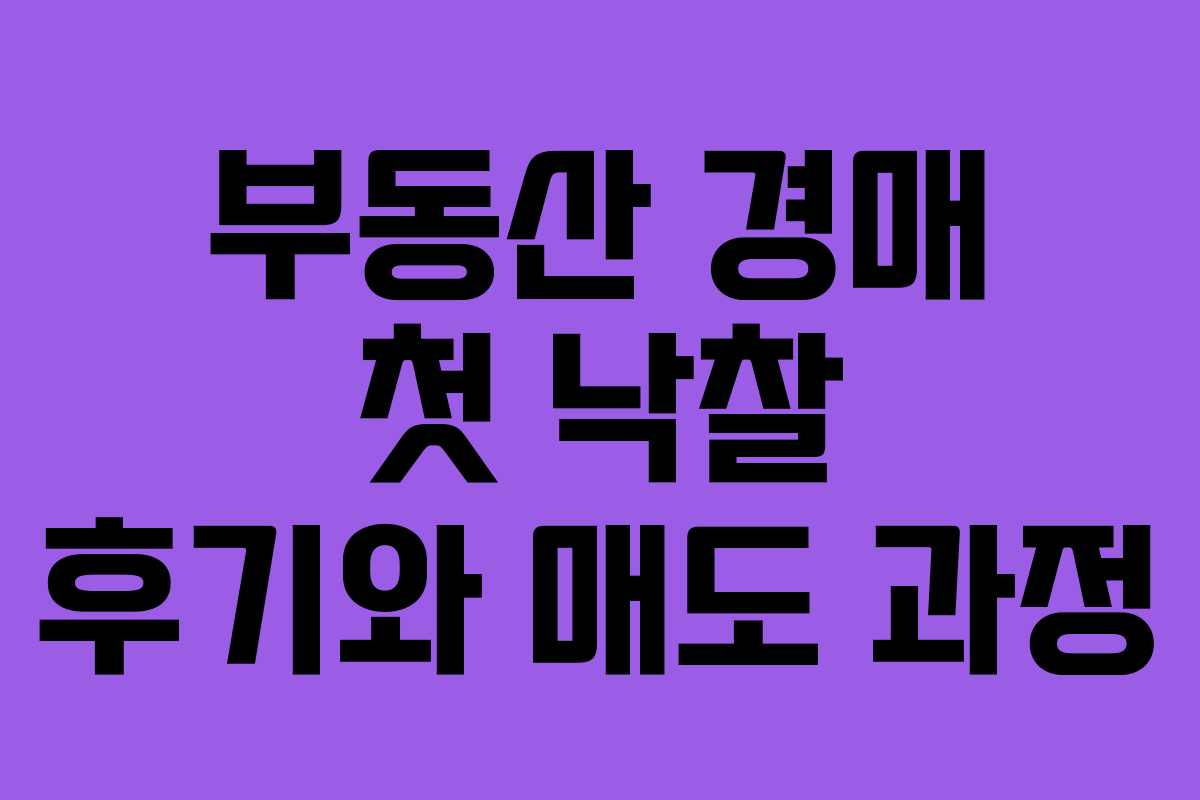 부동산 경매 첫 낙찰 후기와 매도 과정