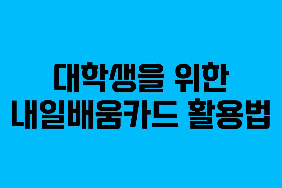 대학생을 위한 내일배움카드 활용법