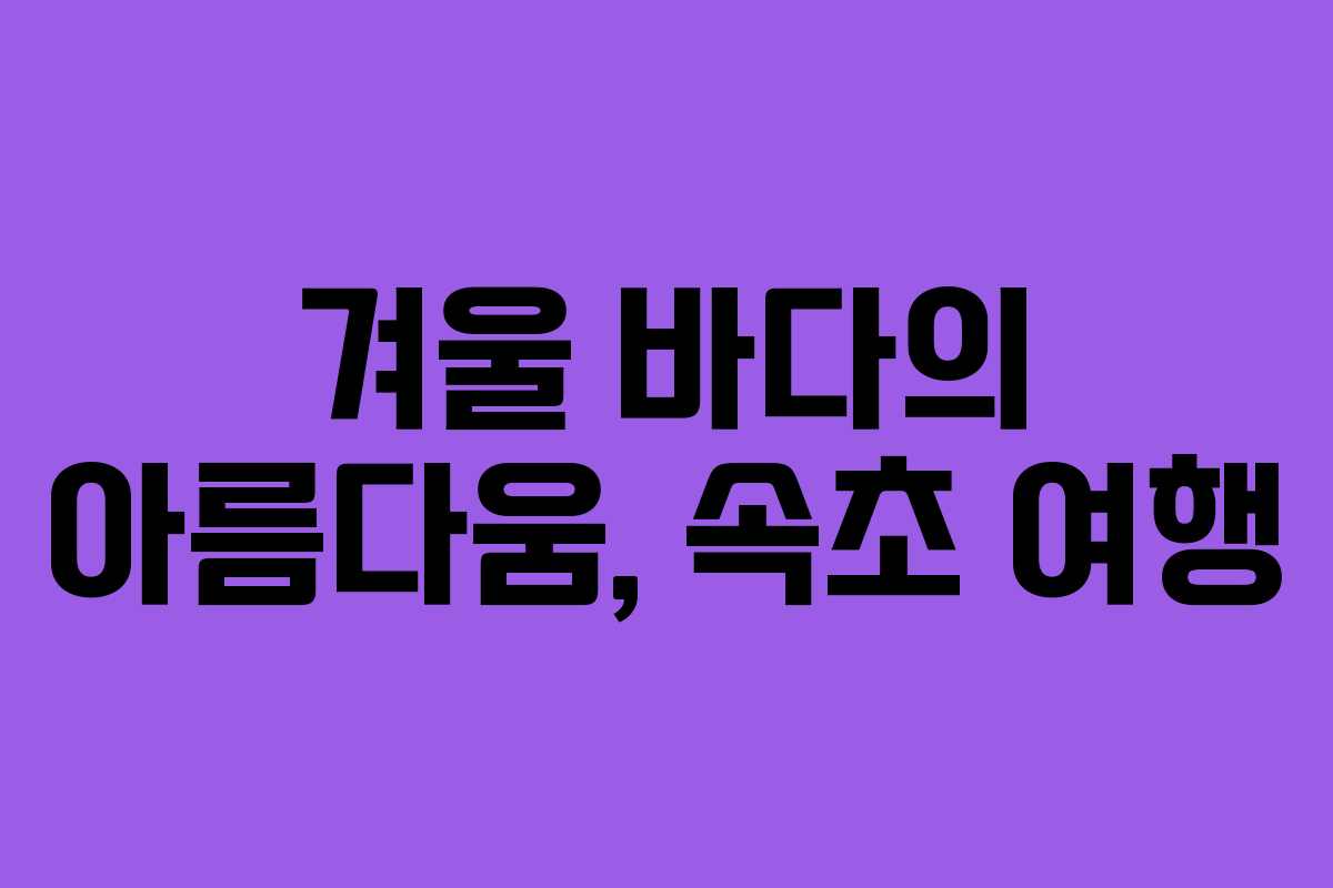 겨울 바다의 아름다움, 속초 여행