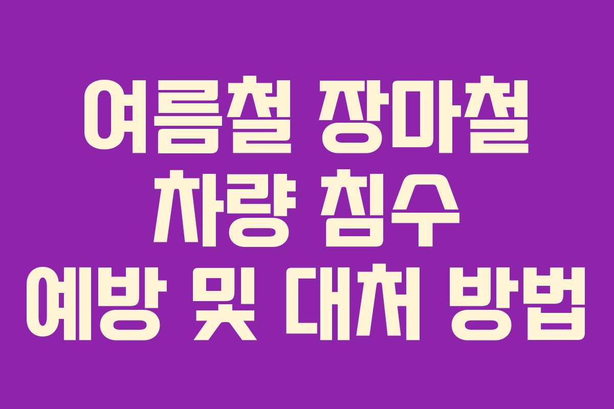 여름철 장마철 차량 침수 예방 및 대처 방법