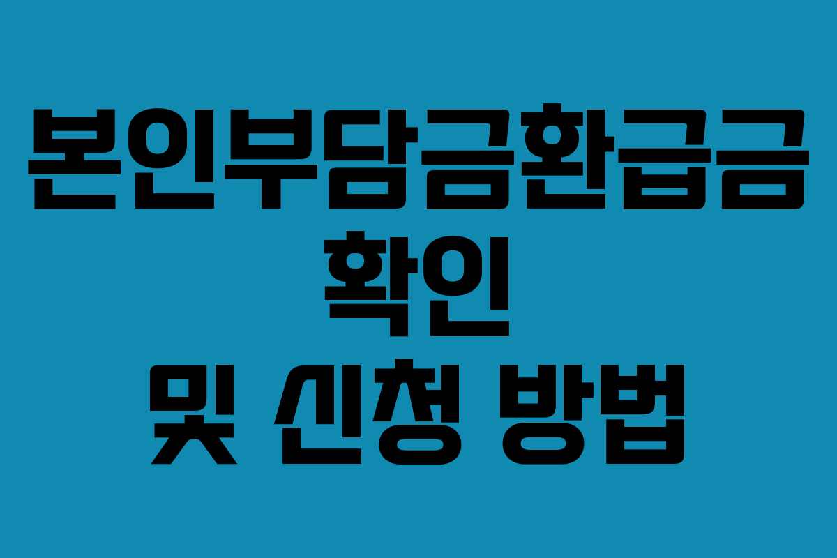 본인부담금환급금 확인 및 신청 방법
