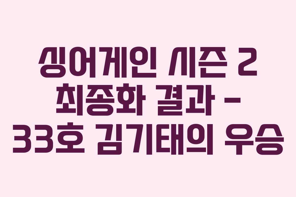 싱어게인 시즌 2 최종화 결과 – 33호 김기태의 우승