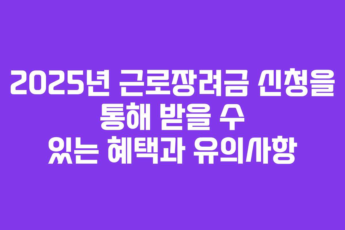 2025년 근로장려금 신청을 통해 받을 수 있는 혜택과 유의사항