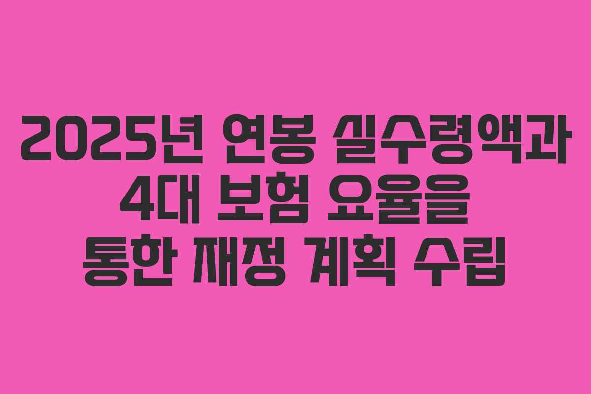 2025년 연봉 실수령액과 4대 보험 요율을 통한 재정 계획 수립