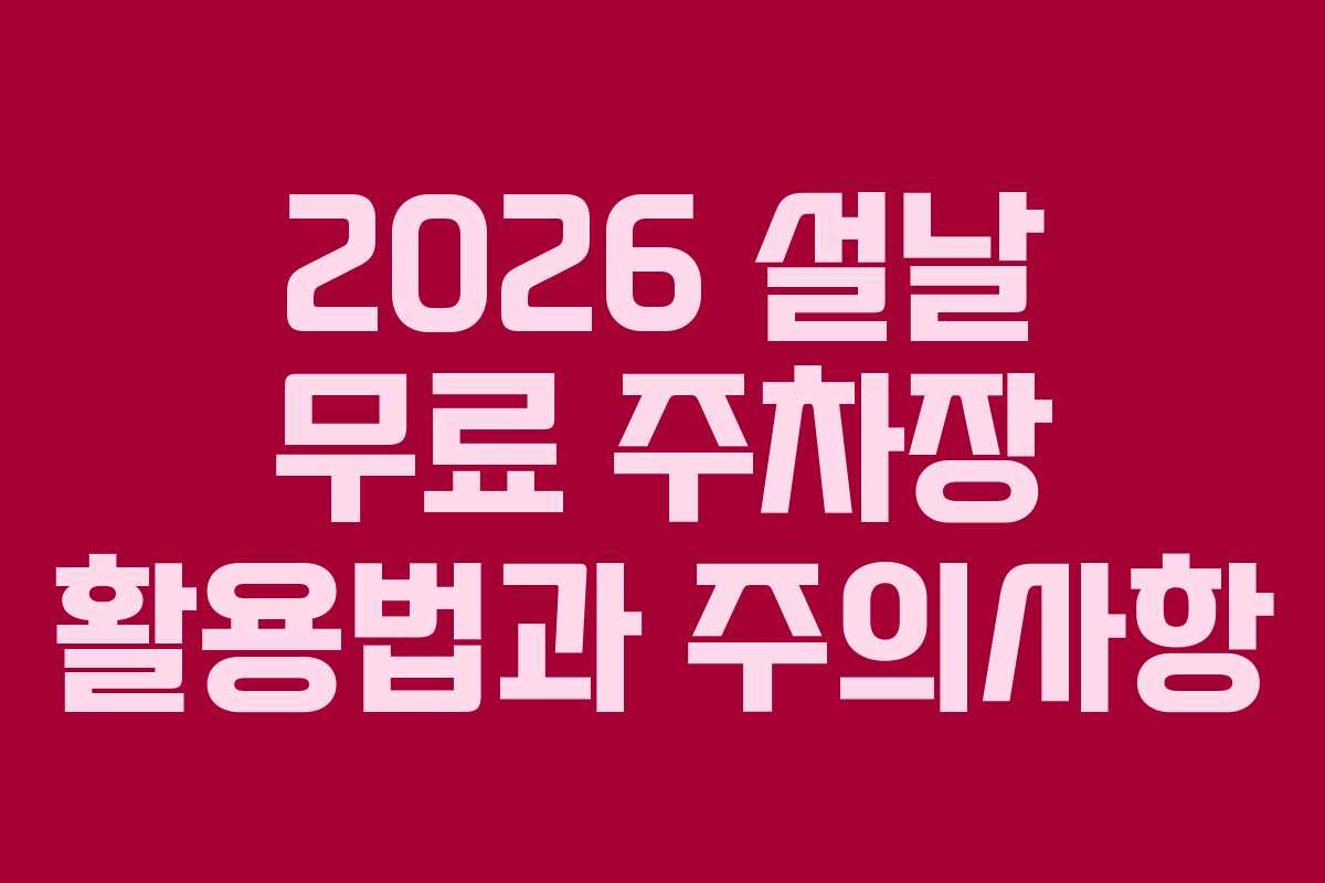 2026 설날 무료 주차장 활용법과 주의사항