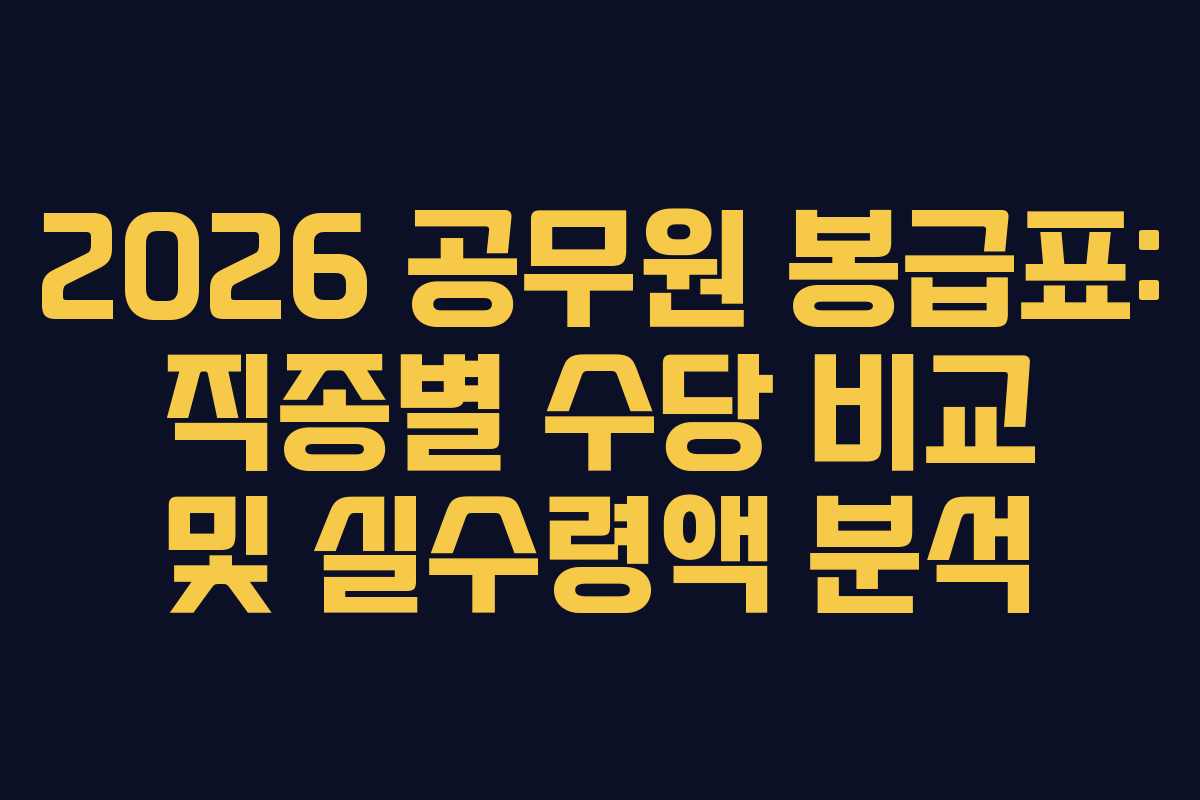 2026 공무원 봉급표: 직종별 수당 비교 및 실수령액 분석