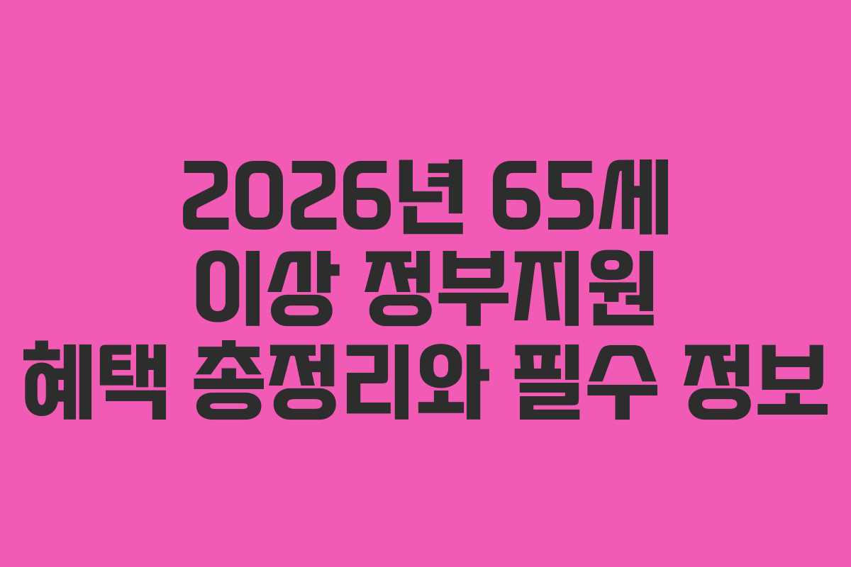 2026년 65세 이상 정부지원 혜택 총정리와 필수 정보