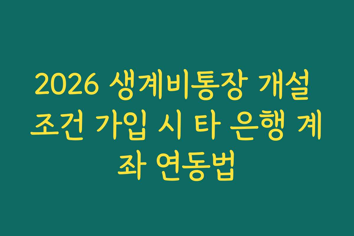 2026 생계비통장 개설 조건 가입 시 타 은행 계좌 연동법