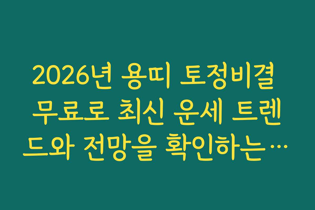 2026년 용띠 토정비결 무료로 최신 운세 트렌드와 전망을 확인하는 법