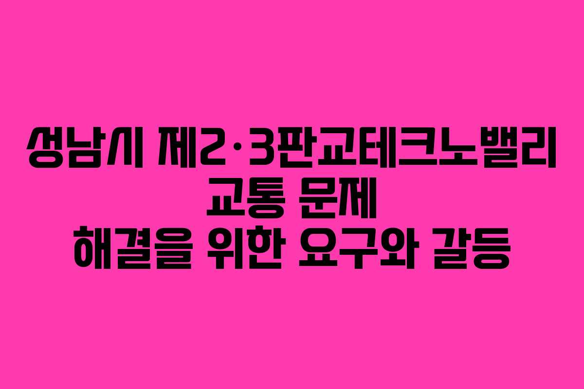 성남시 제2·3판교테크노밸리 교통 문제 해결을 위한 요구와 갈등