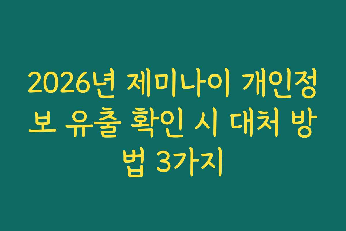 2026년 제미나이 개인정보 유출 확인 시 대처 방법 3가지