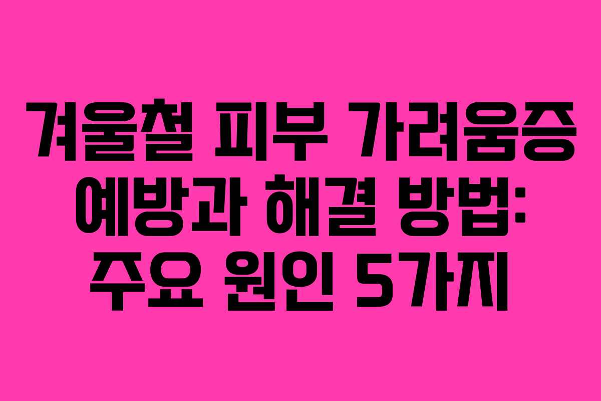 겨울철 피부 가려움증 예방과 해결 방법: 주요 원인 5가지