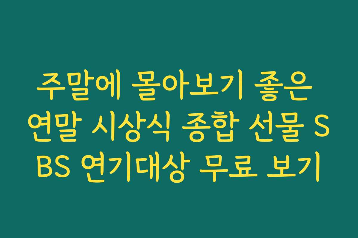 주말에 몰아보기 좋은 연말 시상식 종합 선물 SBS 연기대상 무료 보기