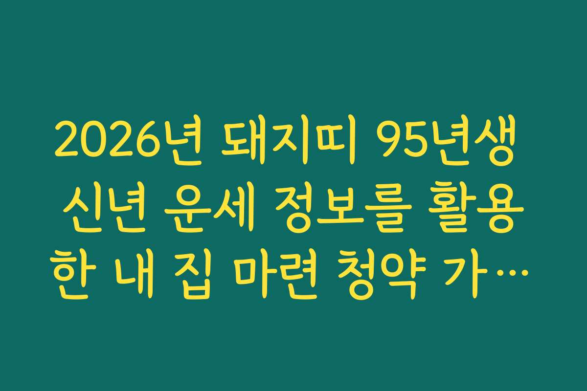 2026년 돼지띠 95년생 신년 운세 정보를 활용한 내 집 마련 청약 가이드