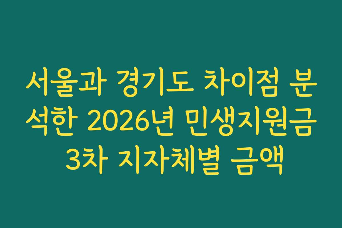 서울과 경기도 차이점 분석한 2026년 민생지원금 3차 지자체별 금액