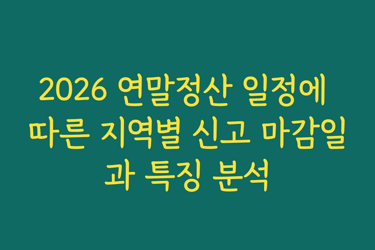2026 연말정산 일정에 따른 지역별 신고 마감일과 특징 분석