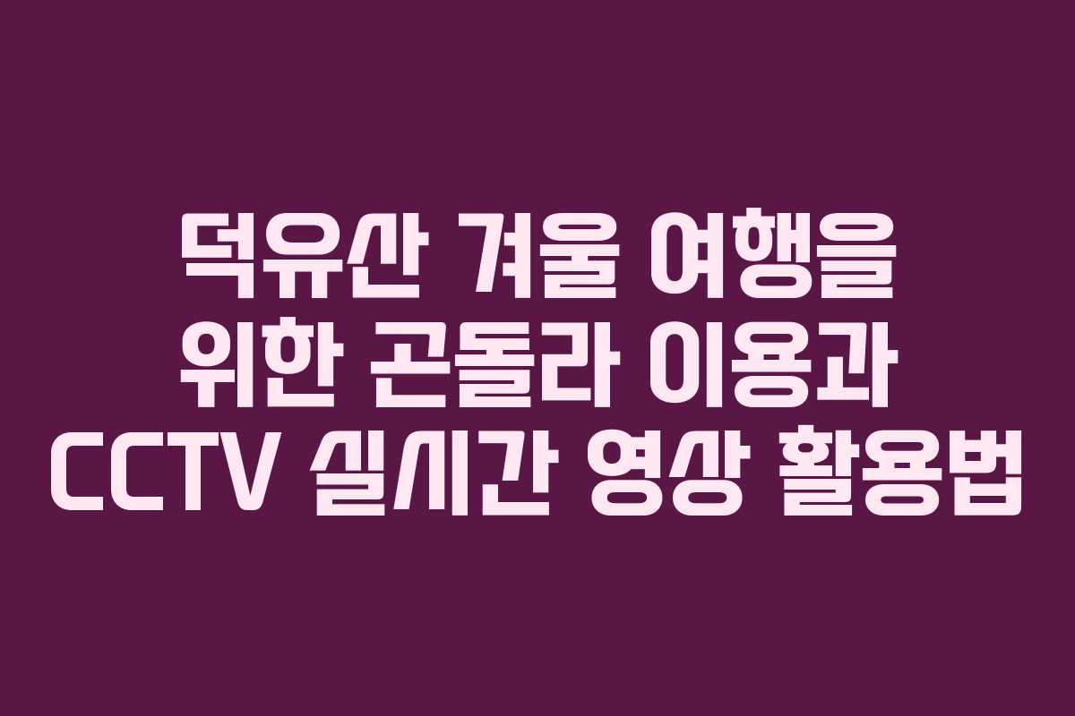 덕유산 겨울 여행을 위한 곤돌라 이용과 CCTV 실시간 영상 활용법