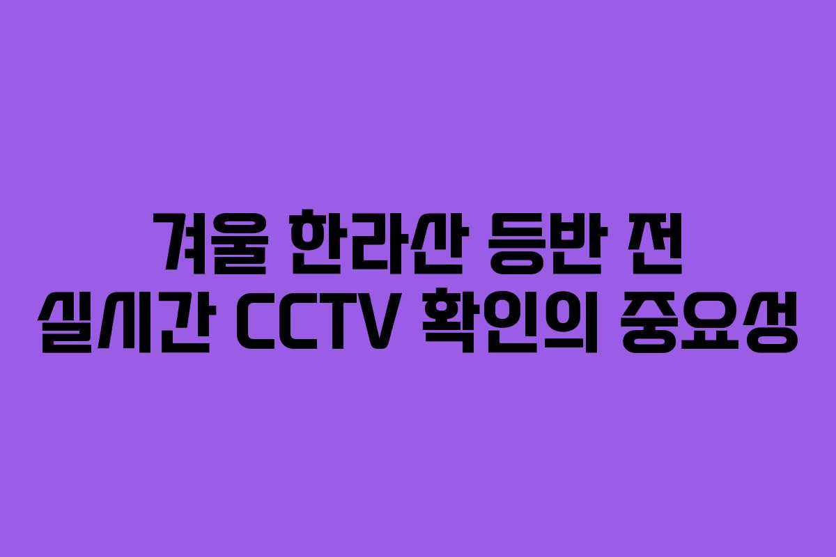 겨울 한라산 등반 전 실시간 CCTV 확인의 중요성
