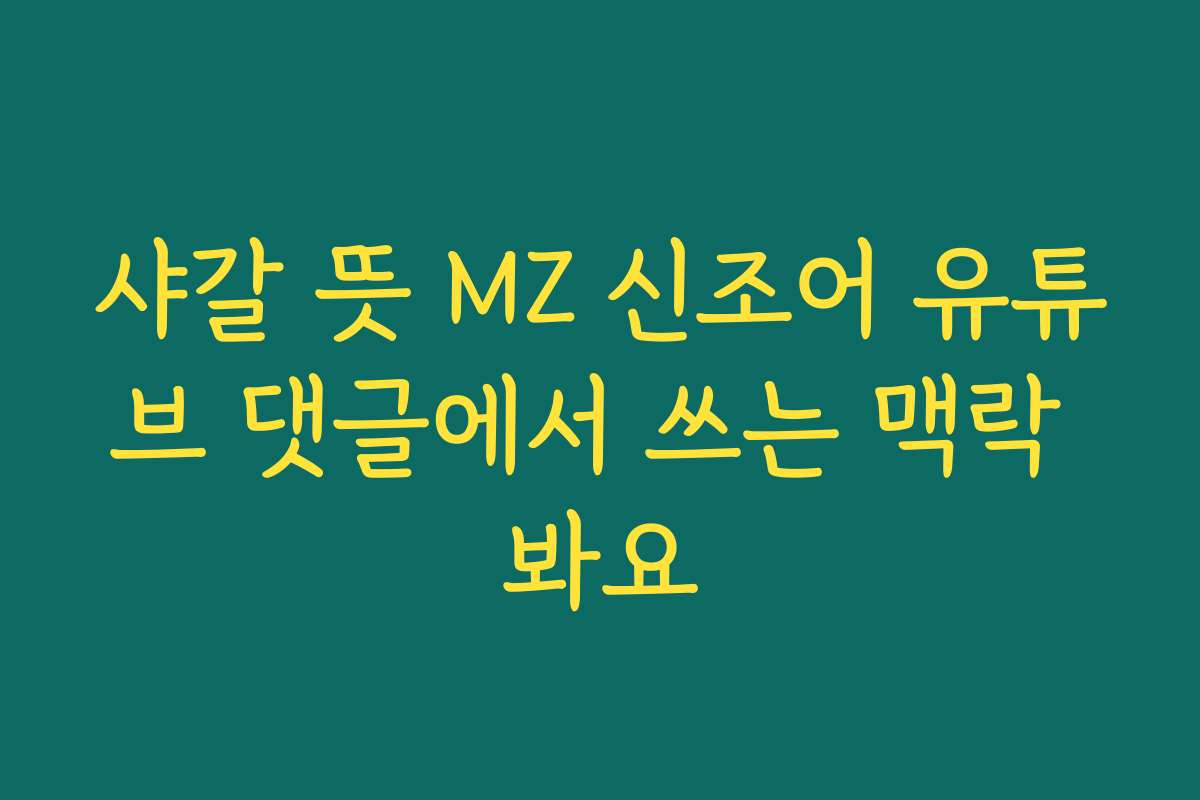 샤갈 뜻 MZ 신조어 유튜브 댓글에서 쓰는 맥락 봐요