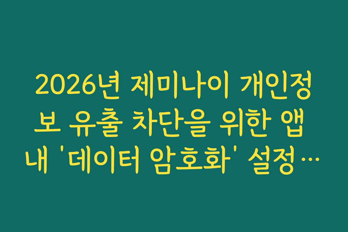 2026년 제미나이 개인정보 유출 차단을 위한 앱 내 ‘데이터 암호화’ 설정 확인