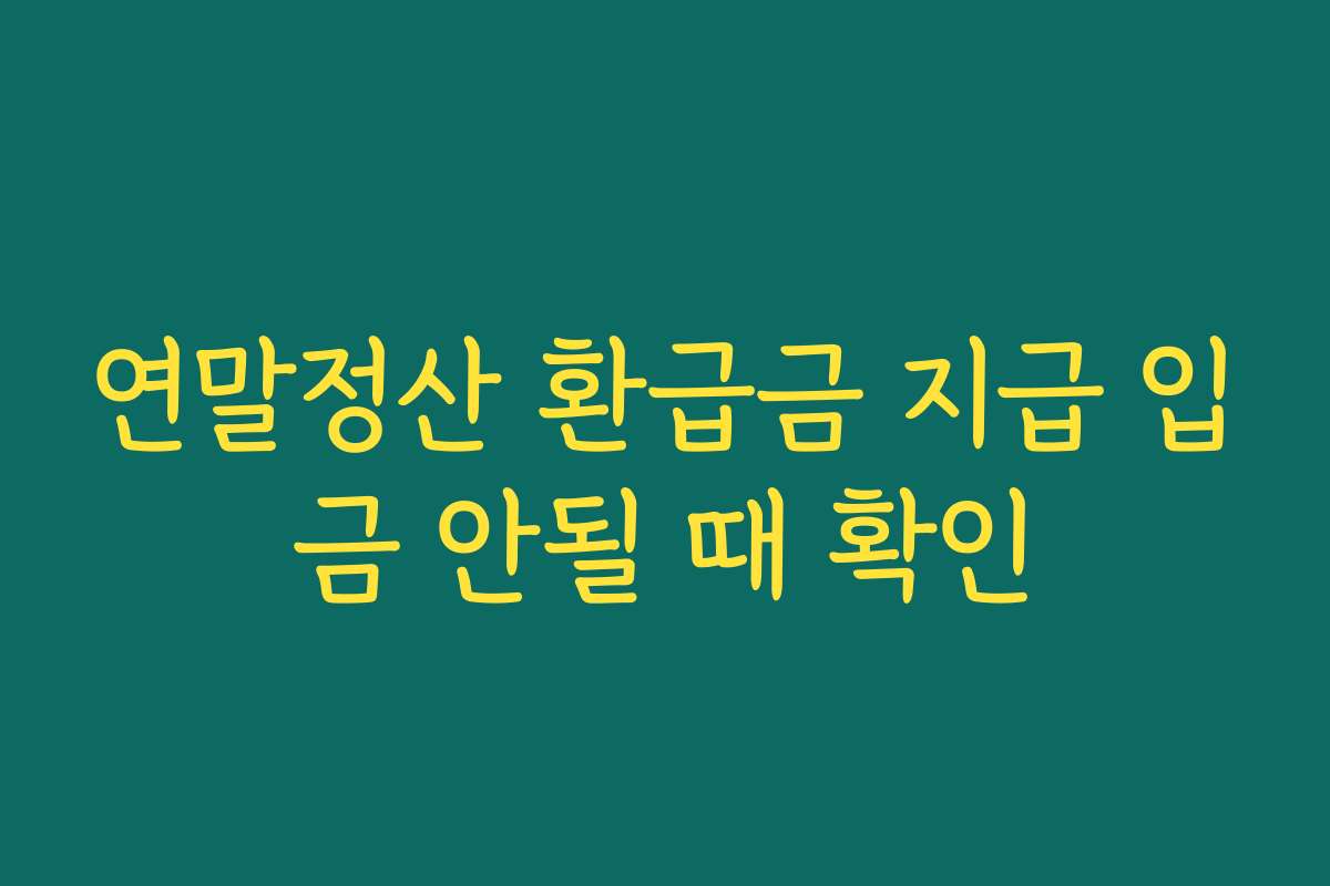 연말정산 환급금 지급 입금 안될 때 확인