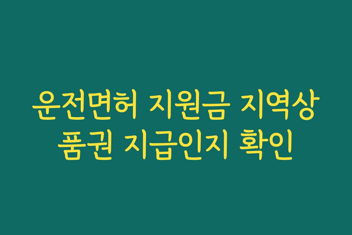 운전면허 지원금 지역상품권 지급인지 확인