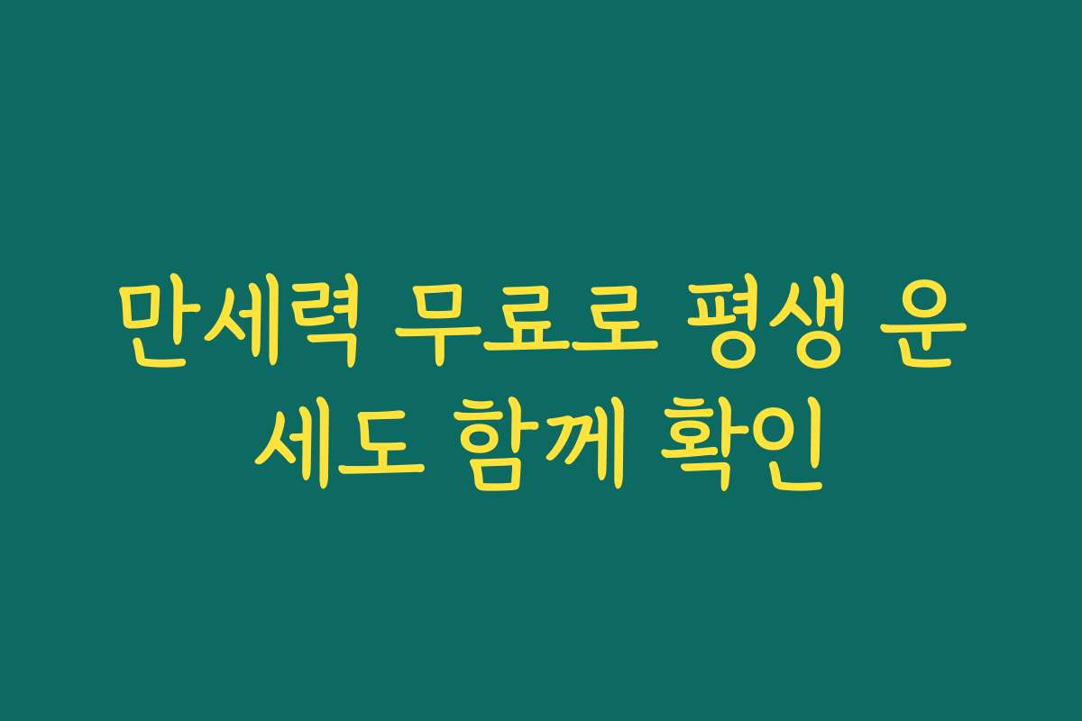 만세력 무료로 평생 운세도 함께 확인