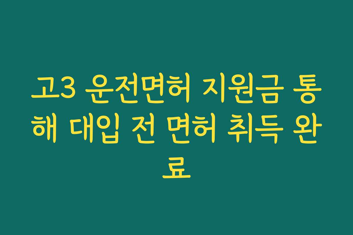 고3 운전면허 지원금 통해 대입 전 면허 취득 완료