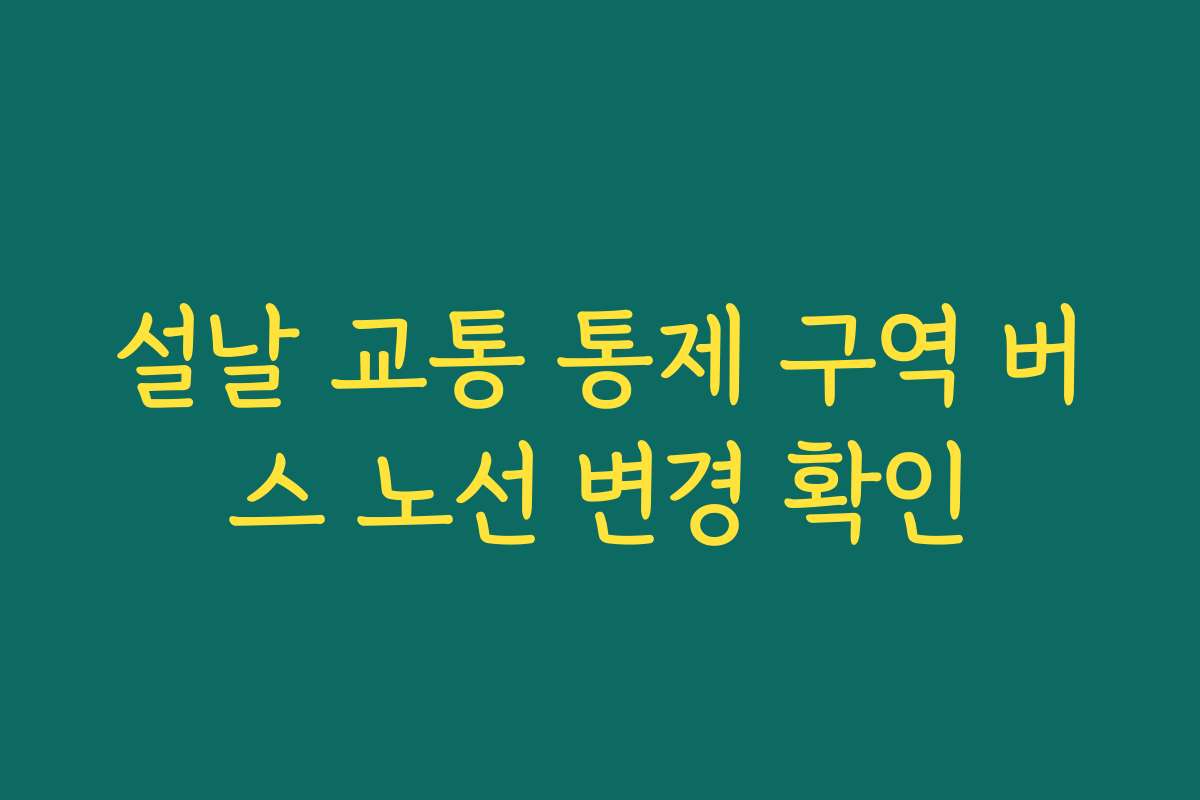 설날 교통 통제 구역 버스 노선 변경 확인