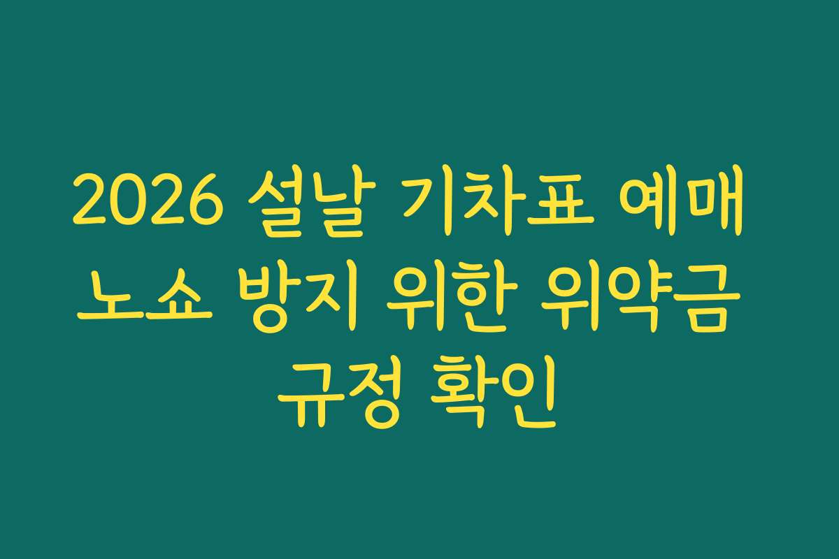 2026 설날 기차표 예매 노쇼 방지 위한 위약금 규정 확인